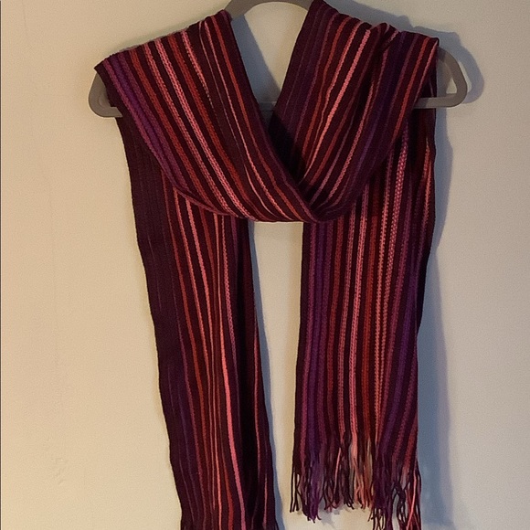 Purple Stripped Fringe Scarf - Picture 2 of 4